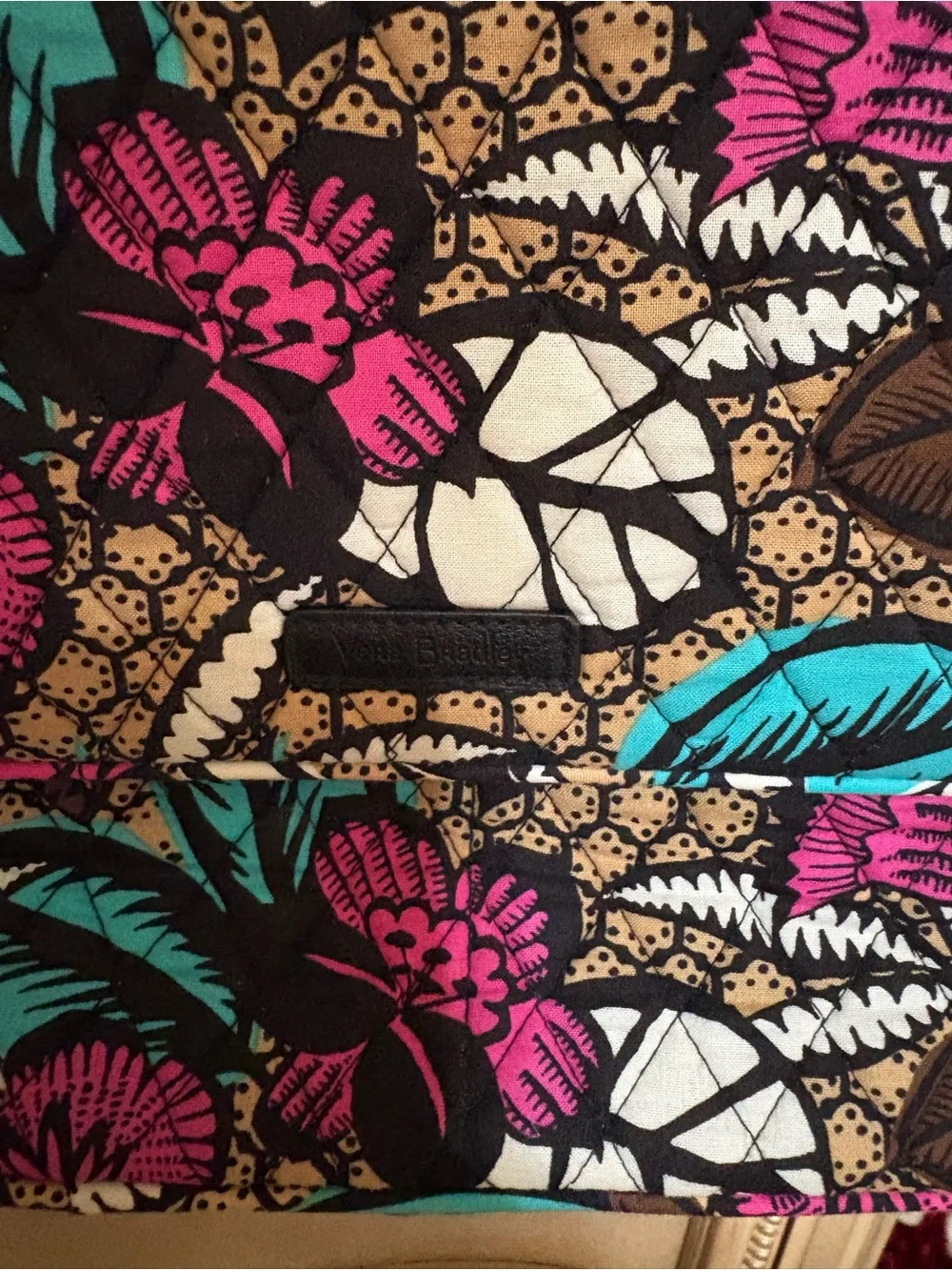 Vera Bradley Floral Laptop Crossbody in Teal, Pink & Brown
